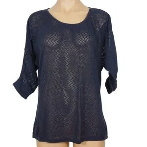 Navy Sheer Knit Top